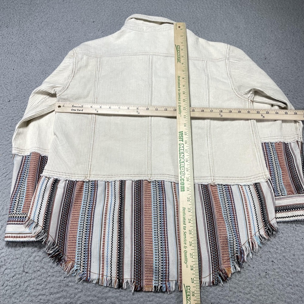 Gimmicks Tunic Shirt Womens Large Multicolor Corduroy Fringe Hem Boho Stripe - Picture 5 of 12